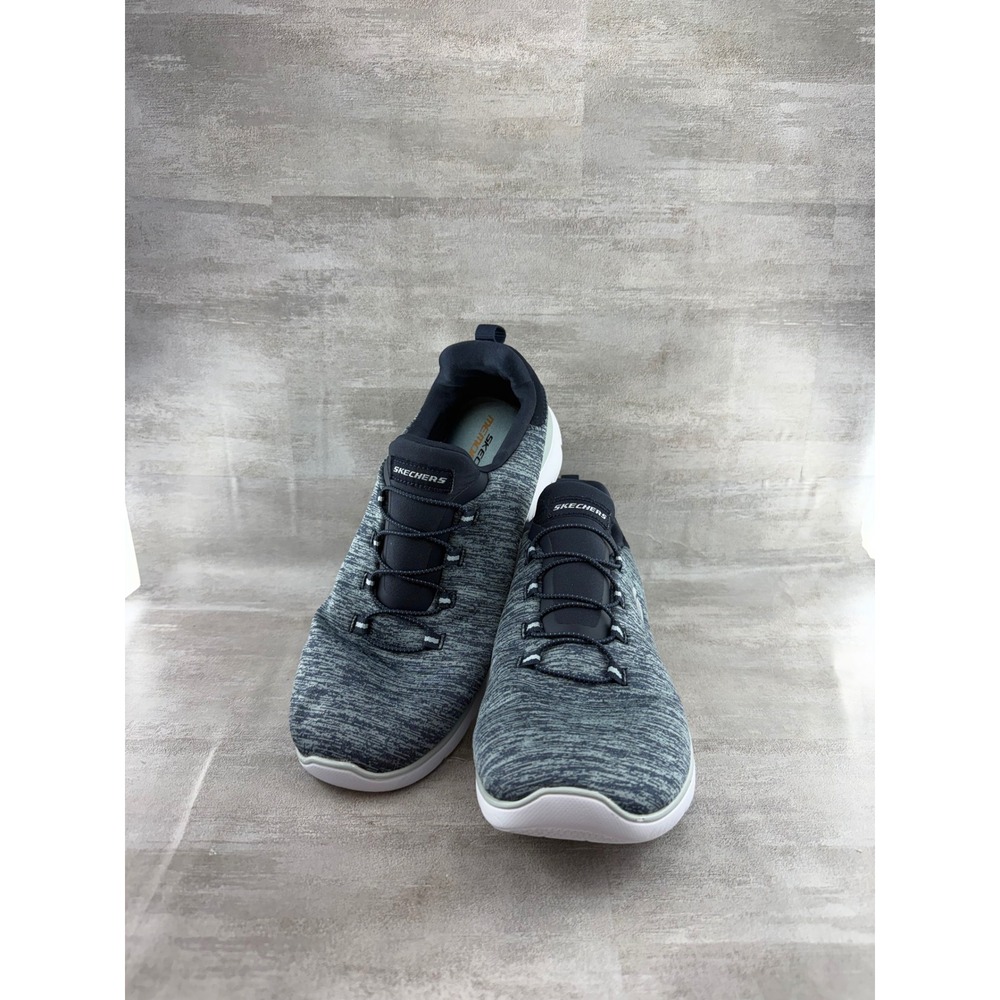 Skechers Women 10 Memory Foam Navy Light Blue Slip On Walking Shoes 12983 NVLB